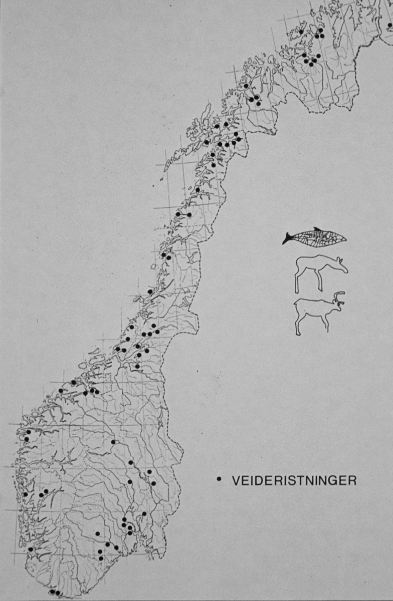 Kart over utbredelse av veideristninger. (repro).