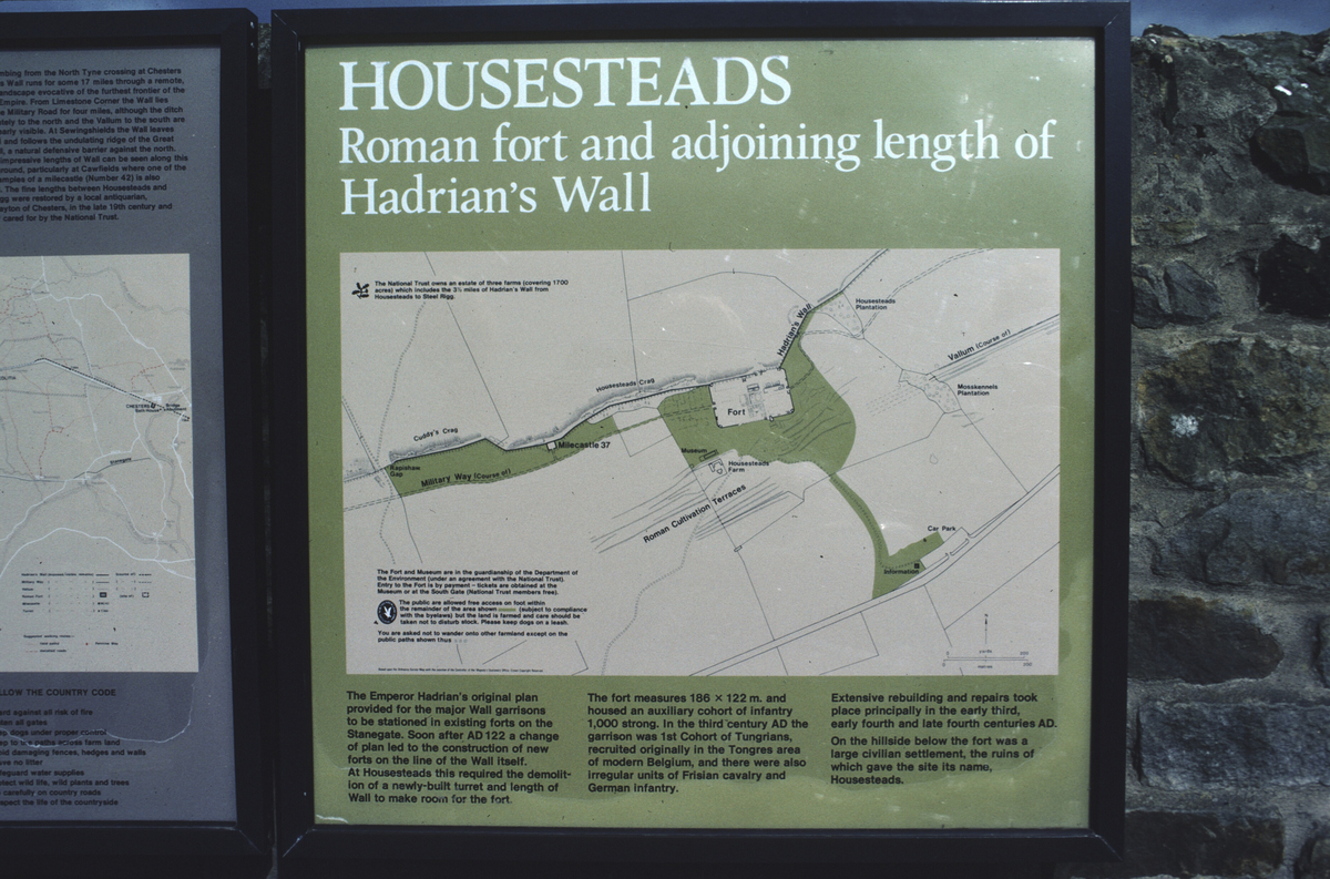 Romersk fort Housesteads og Hadrians mur. 