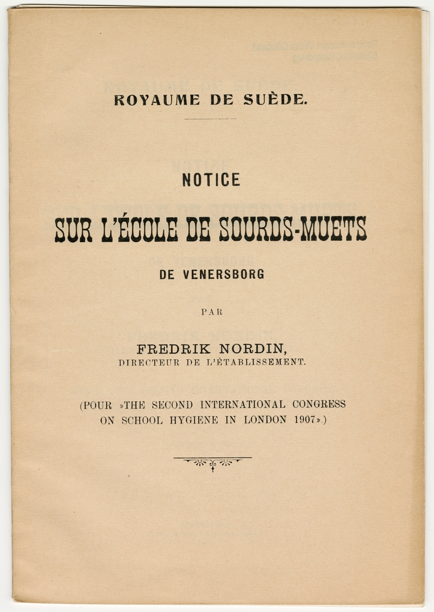 Illustration ur Notice sur l'école de sourds-muets de Venersborg av Fredrik Nordin, 1907