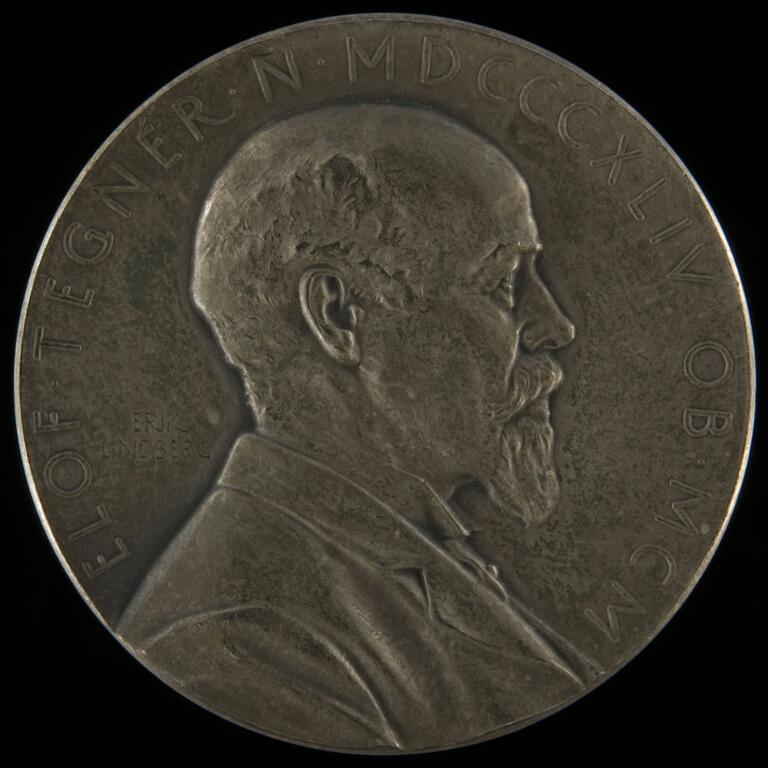 Medalj. Elof Tegnér. Vetenskapsakademien; Härnösands Allmänna Läroverk

