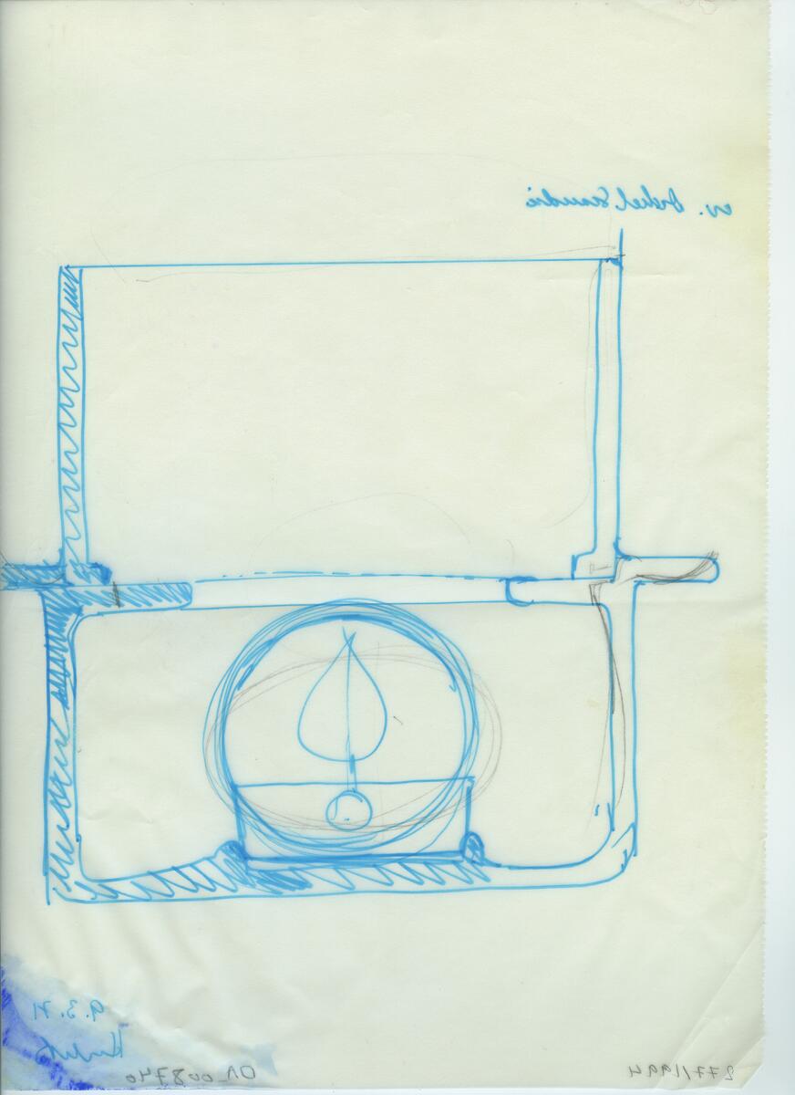 Skisser och referensmaterial till olika porslin- och glasföremål som grytor, kannor, koppar med fat, servisglas m.m. Bland annat formgivning för Rosenthal. Några skisskopior av Tapio Wirkkalas formgivning för Venini - inspirationsmaterial?