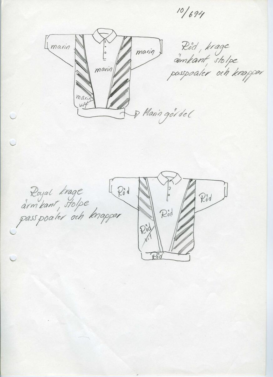 Skisser till olika herr, dam, barn och babykläder. Postorderkatalog, JACIE, Sommaren 1988 dam och barnkläder.