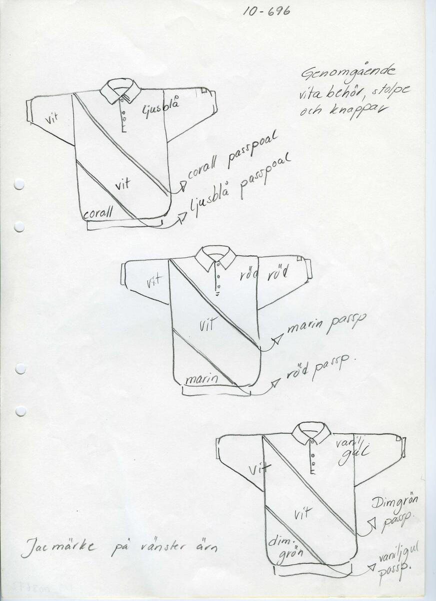 Skisser till olika herr, dam, barn och babykläder. Postorderkatalog, JACIE, Sommaren 1988 dam och barnkläder.