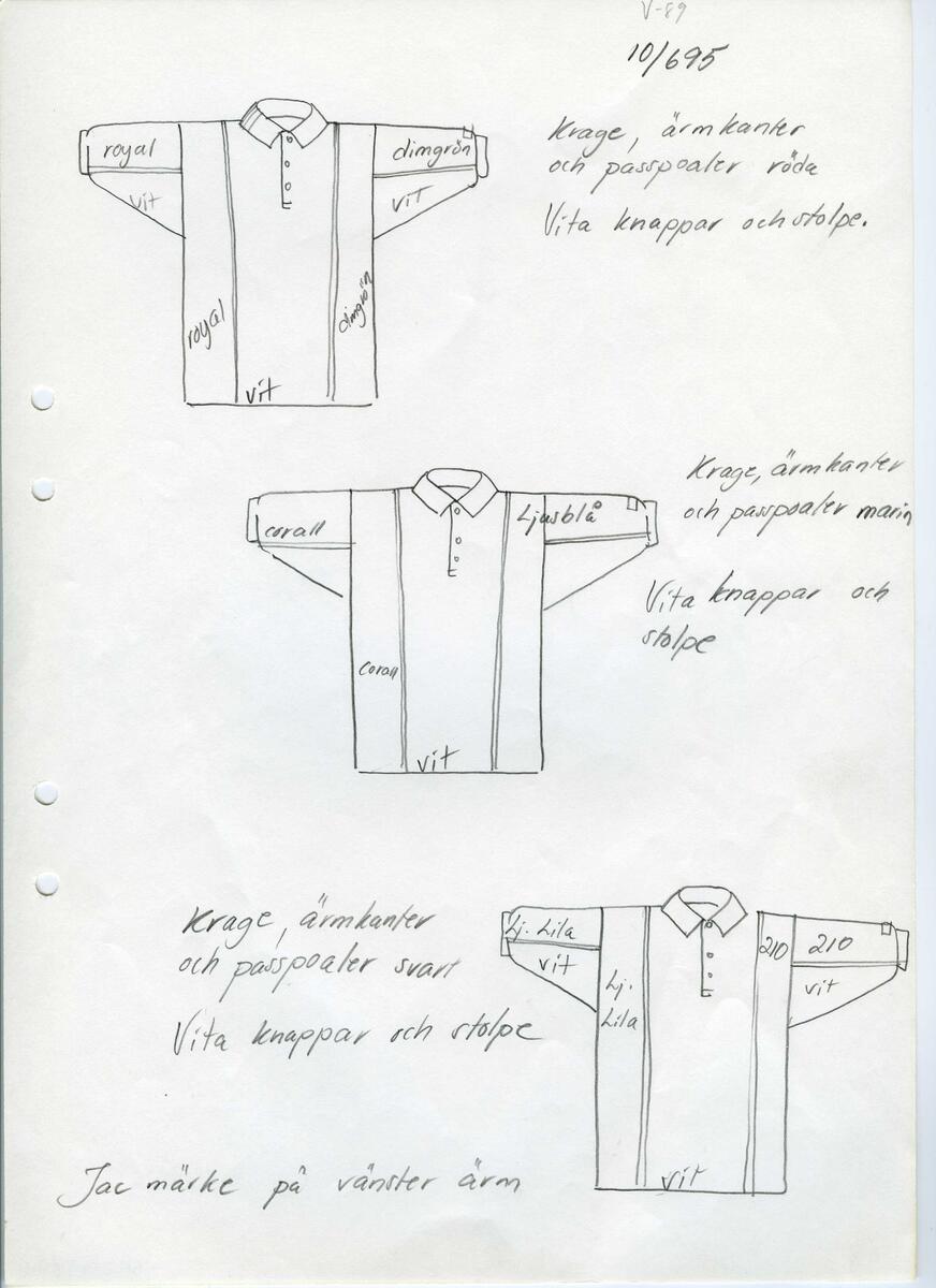 Skisser till olika herr, dam, barn och babykläder. Postorderkatalog, JACIE, Sommaren 1988 dam och barnkläder.