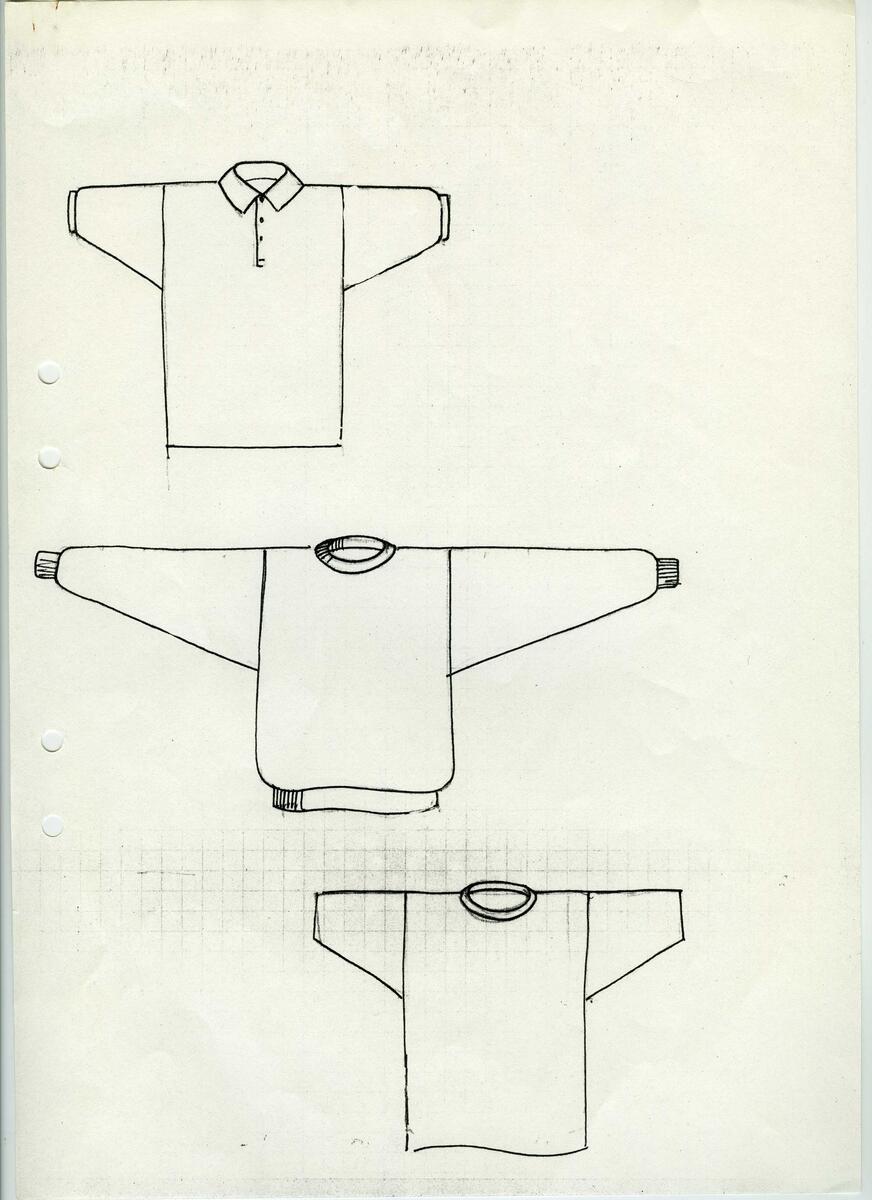 Skisser till olika herr, dam, barn och babykläder. Postorderkatalog, JACIE, Sommaren 1988 dam och barnkläder.