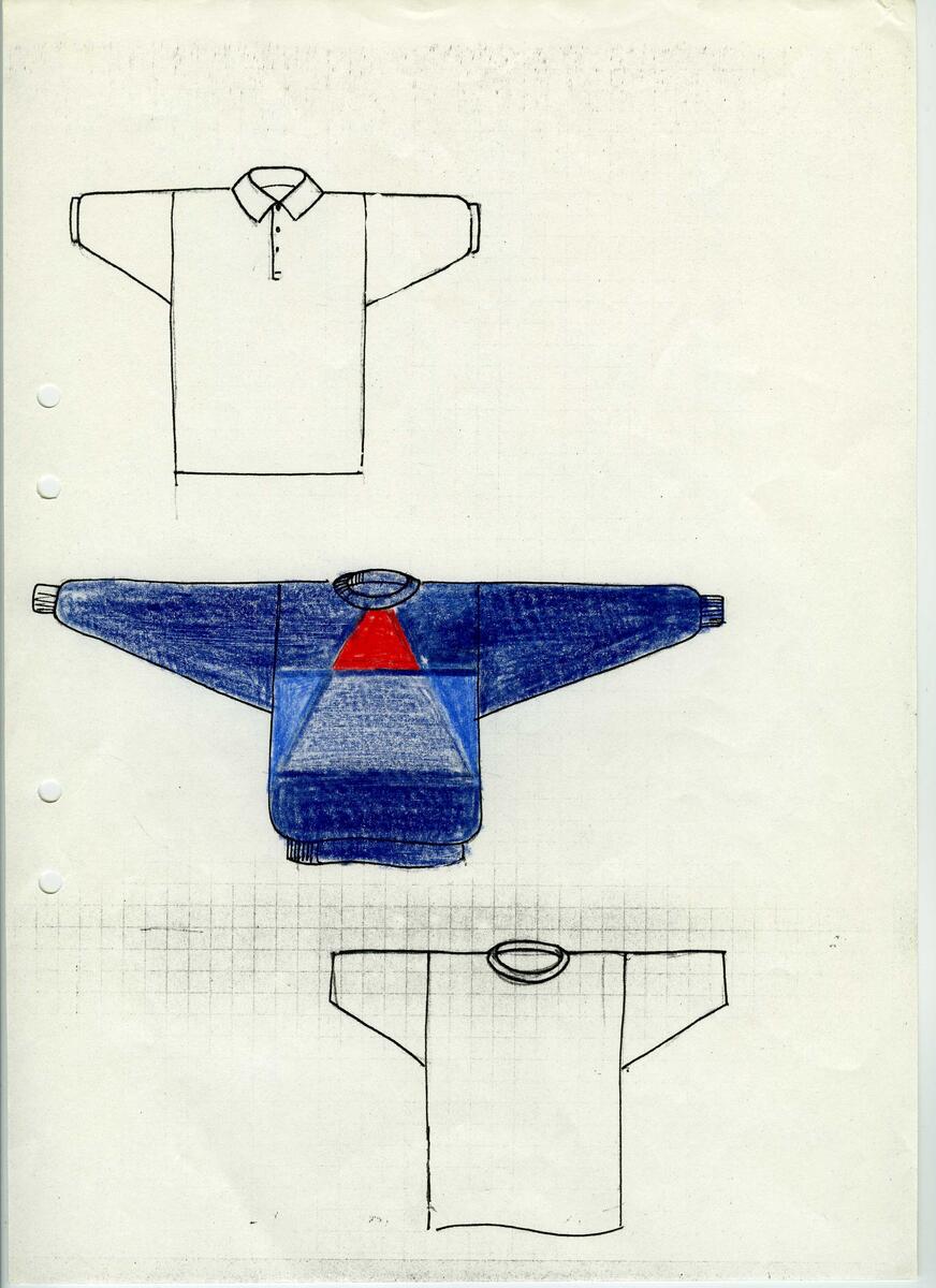Skisser till olika herr, dam, barn och babykläder. Postorderkatalog, JACIE, Sommaren 1988 dam och barnkläder.