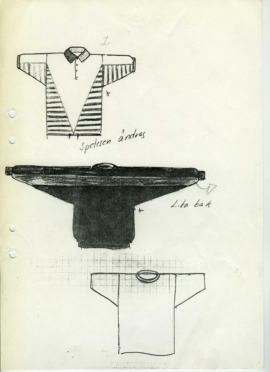 Skisser till olika herr, dam, barn och babykläder. Postorderkatalog, JACIE, Sommaren 1988 dam och barnkläder.