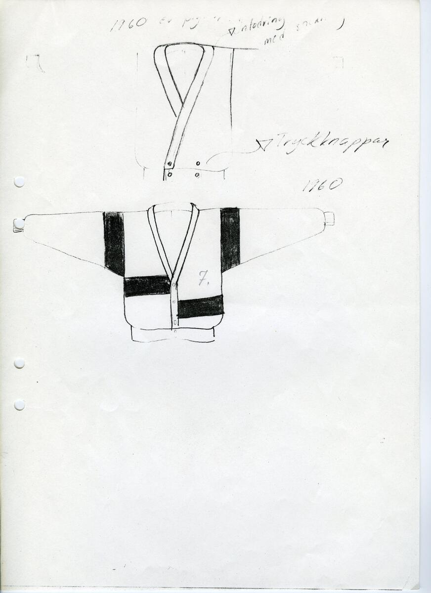 Skisser till olika herr, dam, barn och babykläder. Postorderkatalog, JACIE, Sommaren 1988 dam och barnkläder.
