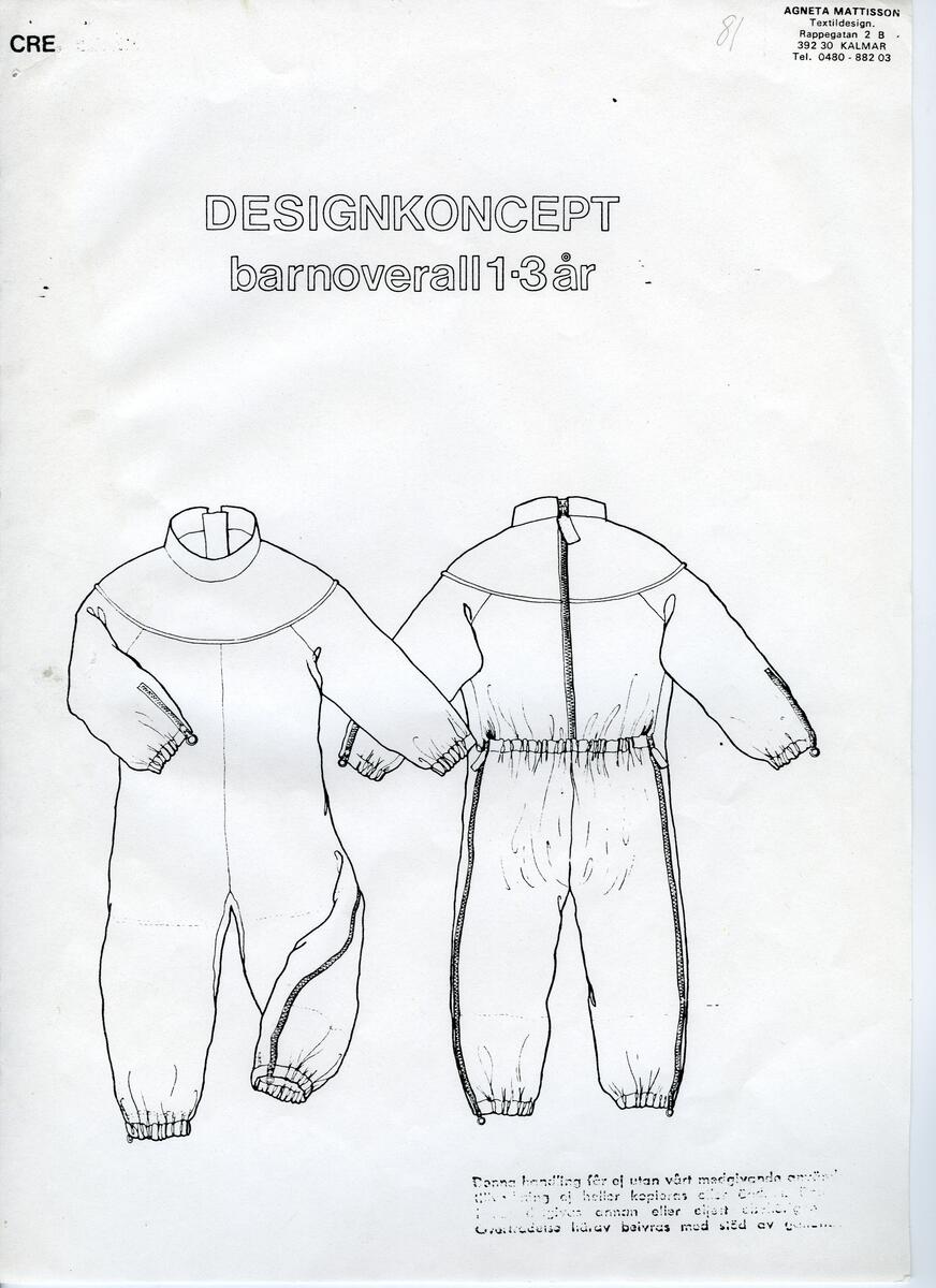 Skisser till olika herr, dam, barn och babykläder. Postorderkatalog, JACIE, Sommaren 1988 dam och barnkläder.