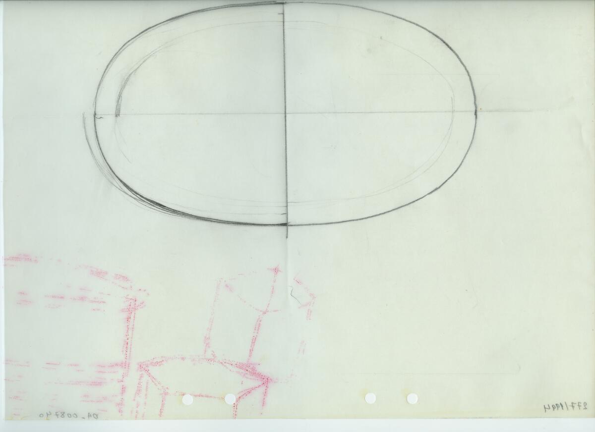 Skisser och referensmaterial till olika porslin- och glasföremål som grytor, kannor, koppar med fat, servisglas m.m. Bland annat formgivning för Rosenthal. Några skisskopior av Tapio Wirkkalas formgivning för Venini - inspirationsmaterial?