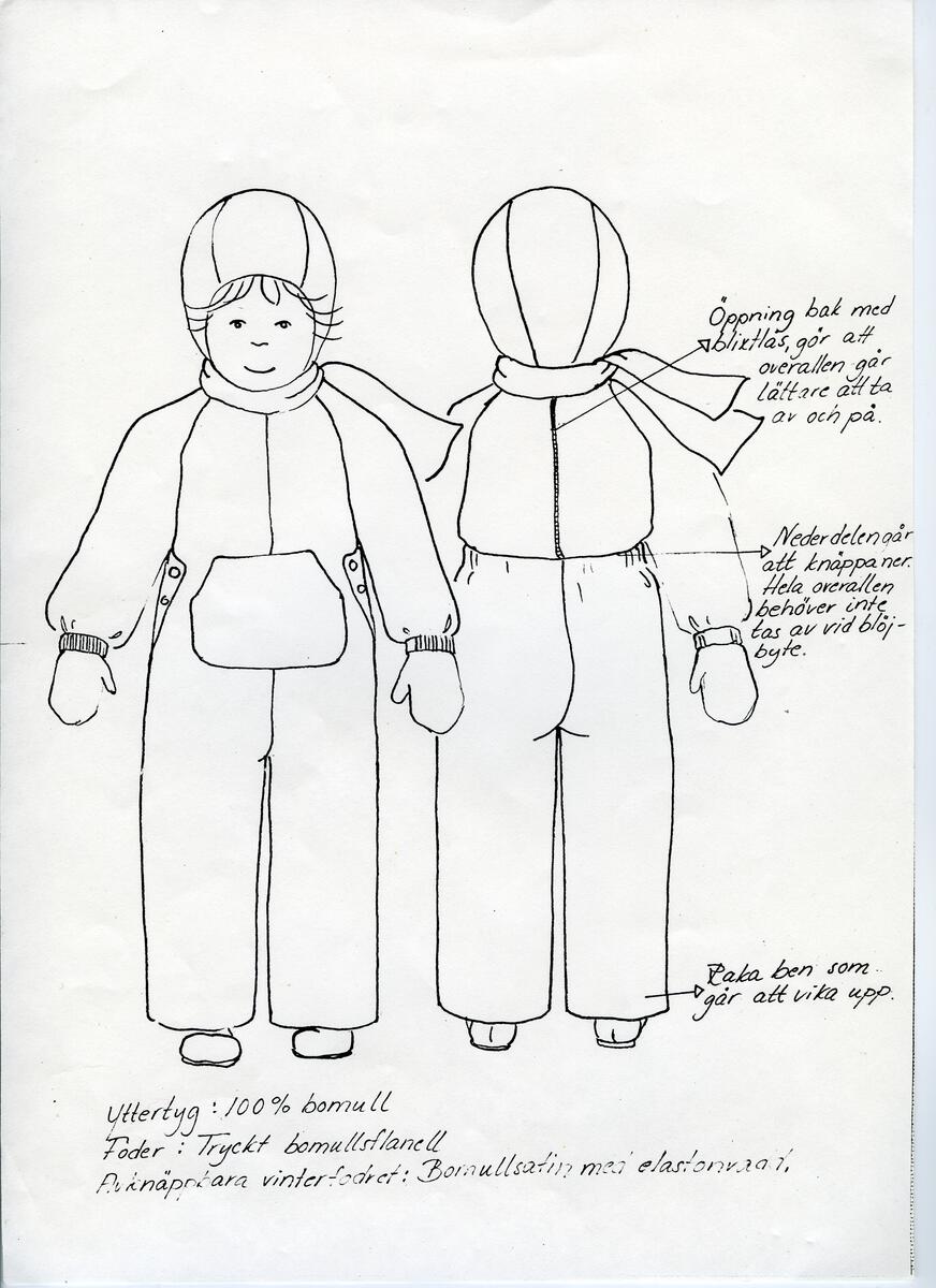 Skisser till olika herr, dam, barn och babykläder. Postorderkatalog, JACIE, Sommaren 1988 dam och barnkläder.