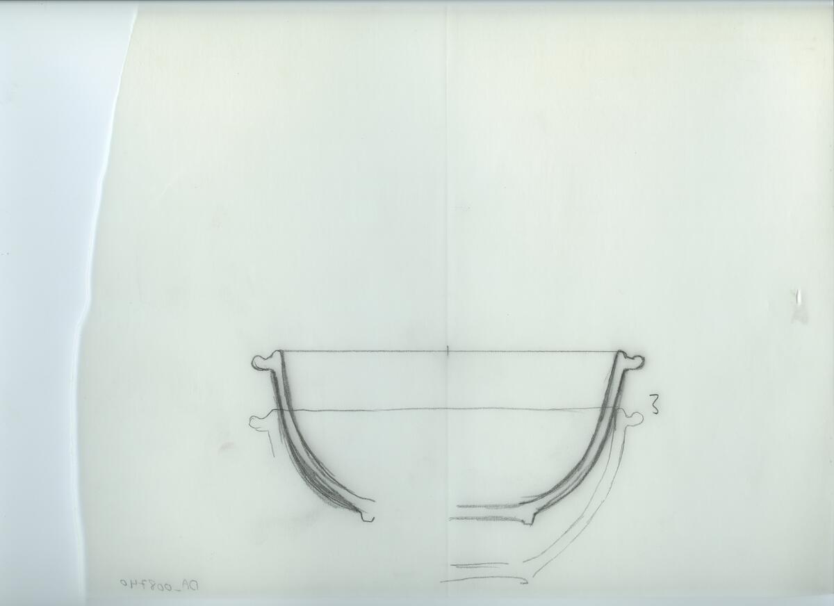 Skisser och referensmaterial till olika porslin- och glasföremål som grytor, kannor, koppar med fat, servisglas m.m. Bland annat formgivning för Rosenthal. Några skisskopior av Tapio Wirkkalas formgivning för Venini - inspirationsmaterial?