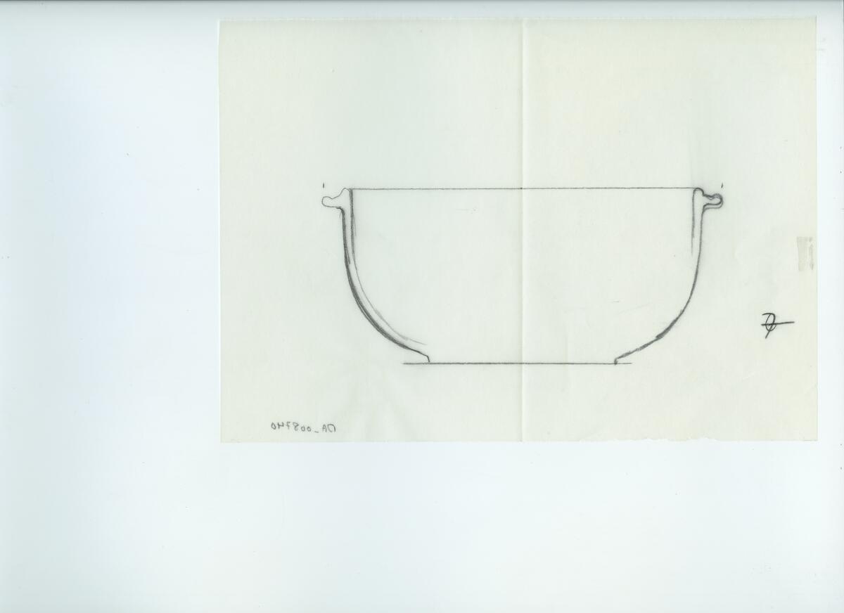 Skisser och referensmaterial till olika porslin- och glasföremål som grytor, kannor, koppar med fat, servisglas m.m. Bland annat formgivning för Rosenthal. Några skisskopior av Tapio Wirkkalas formgivning för Venini - inspirationsmaterial?