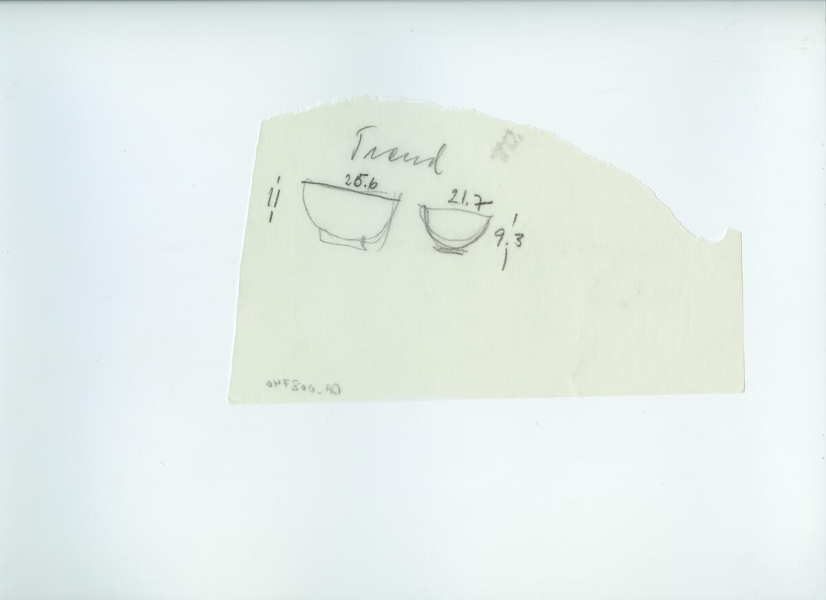 Skisser och referensmaterial till olika porslin- och glasföremål som grytor, kannor, koppar med fat, servisglas m.m. Bland annat formgivning för Rosenthal. Några skisskopior av Tapio Wirkkalas formgivning för Venini - inspirationsmaterial?