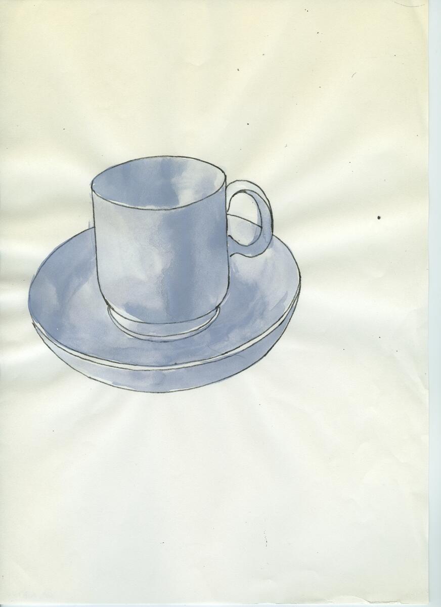 Skisser och referensmaterial till olika porslin- och glasföremål som grytor, kannor, koppar med fat, servisglas m.m. Bland annat formgivning för Rosenthal. Några skisskopior av Tapio Wirkkalas formgivning för Venini - inspirationsmaterial?