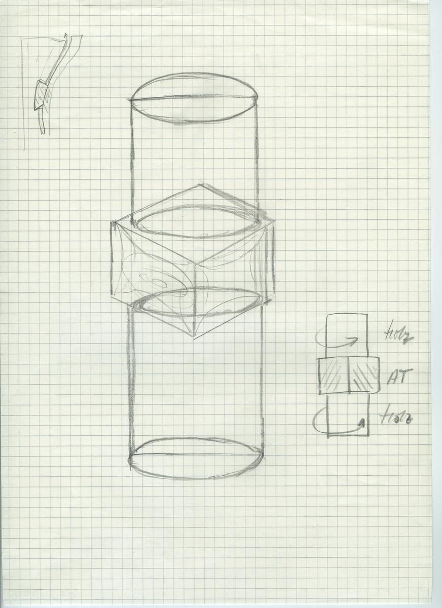 Skisser och referensmaterial till olika porslin- och glasföremål som grytor, kannor, koppar med fat, servisglas m.m. Bland annat formgivning för Rosenthal. Några skisskopior av Tapio Wirkkalas formgivning för Venini - inspirationsmaterial?