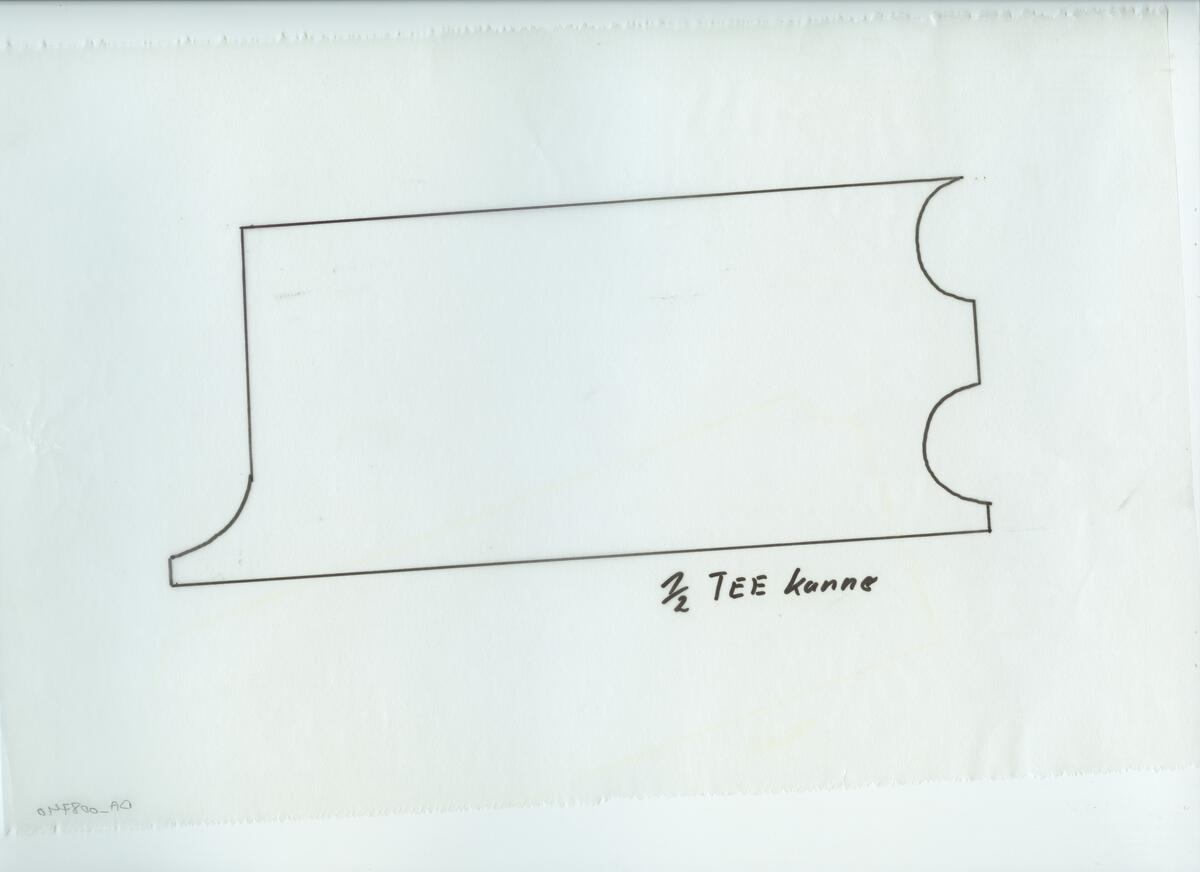 Skisser och referensmaterial till olika porslin- och glasföremål som grytor, kannor, koppar med fat, servisglas m.m. Bland annat formgivning för Rosenthal. Några skisskopior av Tapio Wirkkalas formgivning för Venini - inspirationsmaterial?