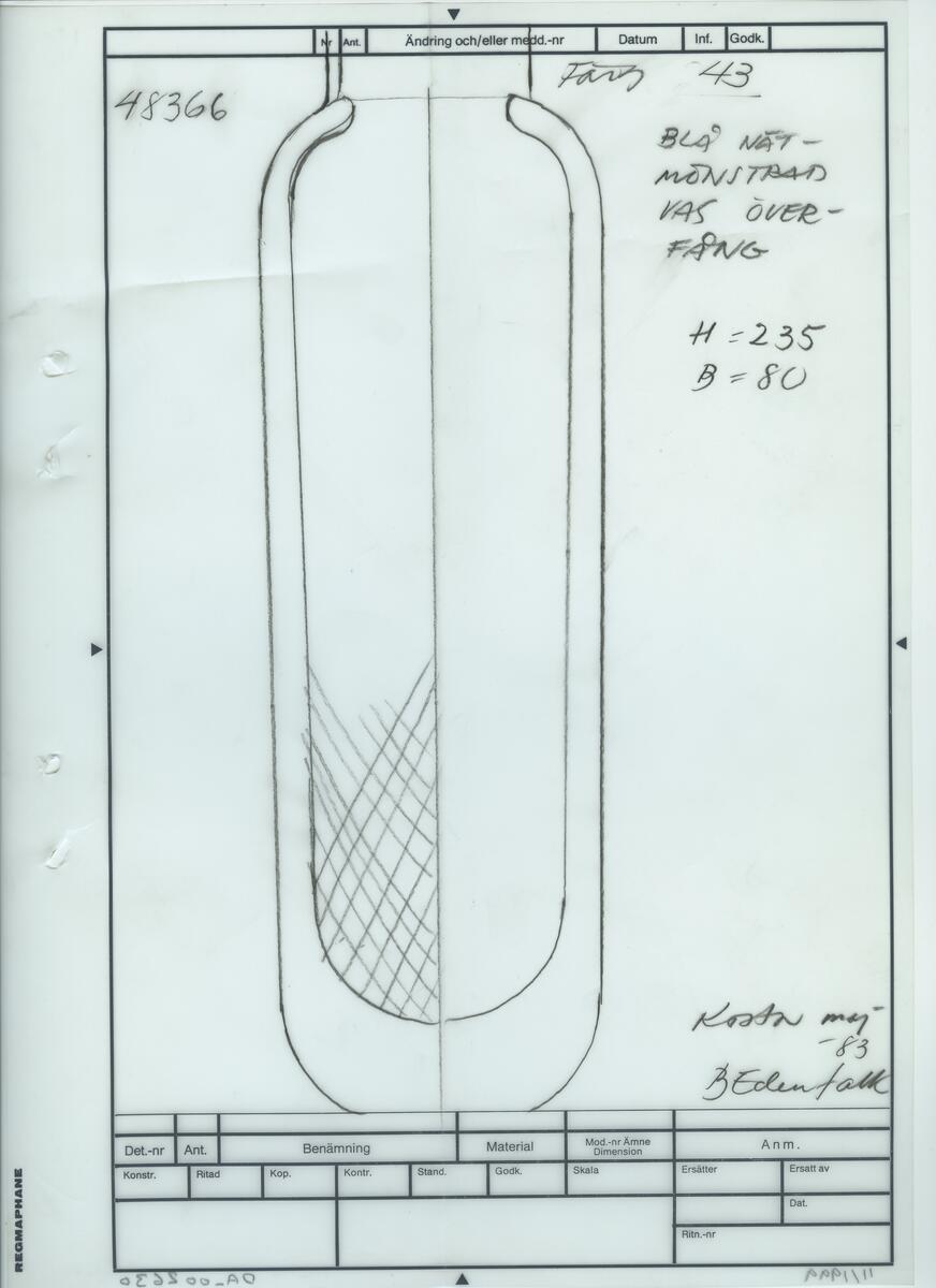 Materialet innehåller skisser till vaser, skålar, ljusstakar m.m.