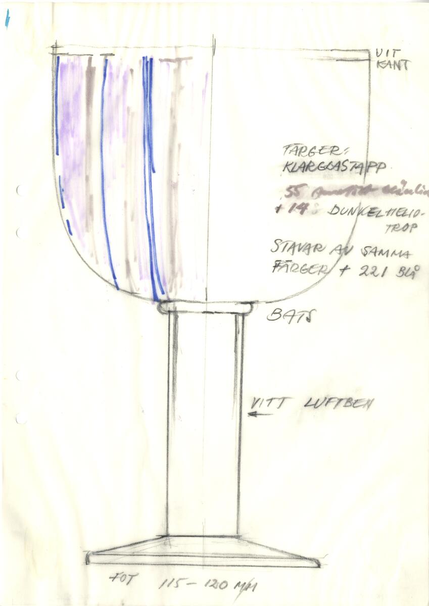 Materialet innehåller skisser till vaser, skålar, ljusstakar m.m.