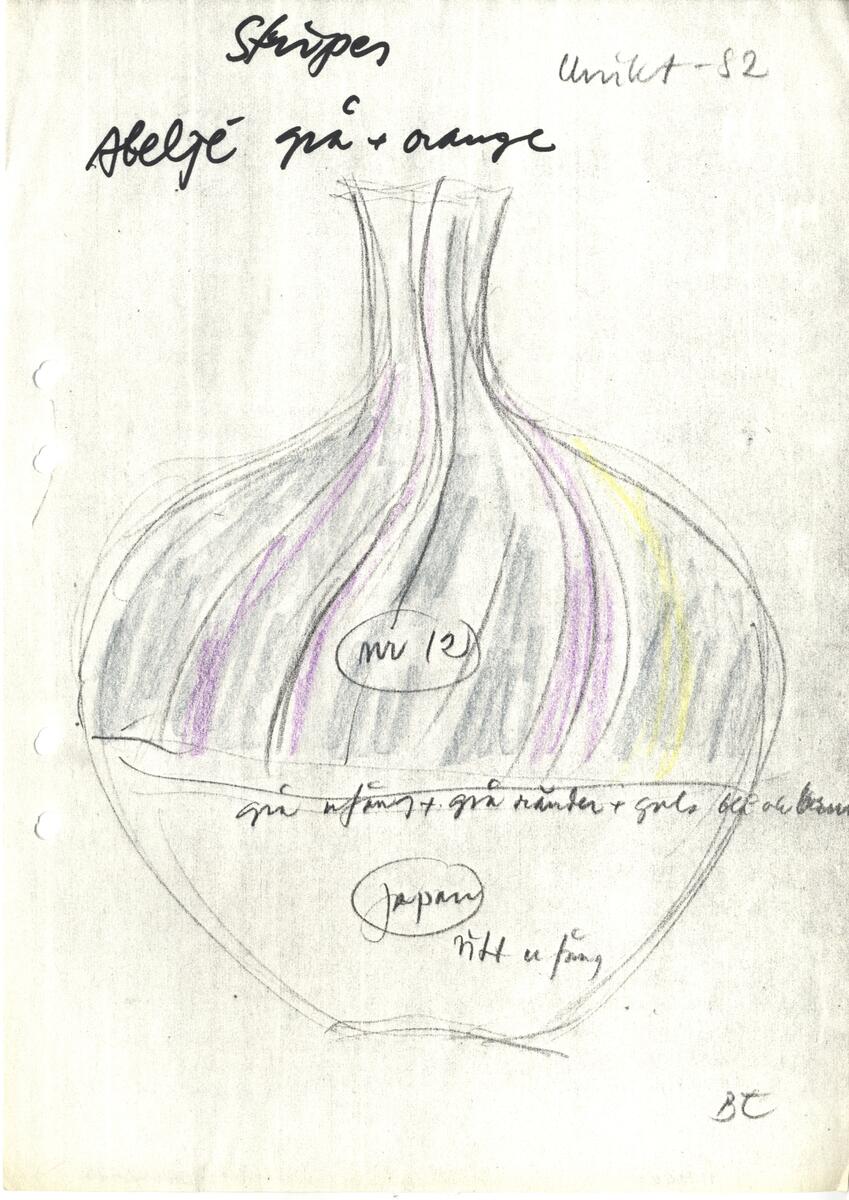 Materialet innehåller skisser till vaser, skålar, ljusstakar m.m.
