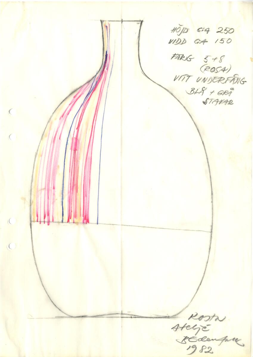 Materialet innehåller skisser till vaser, skålar, ljusstakar m.m.