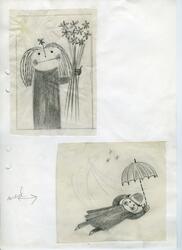 Gravyr glasföremål [skiss]