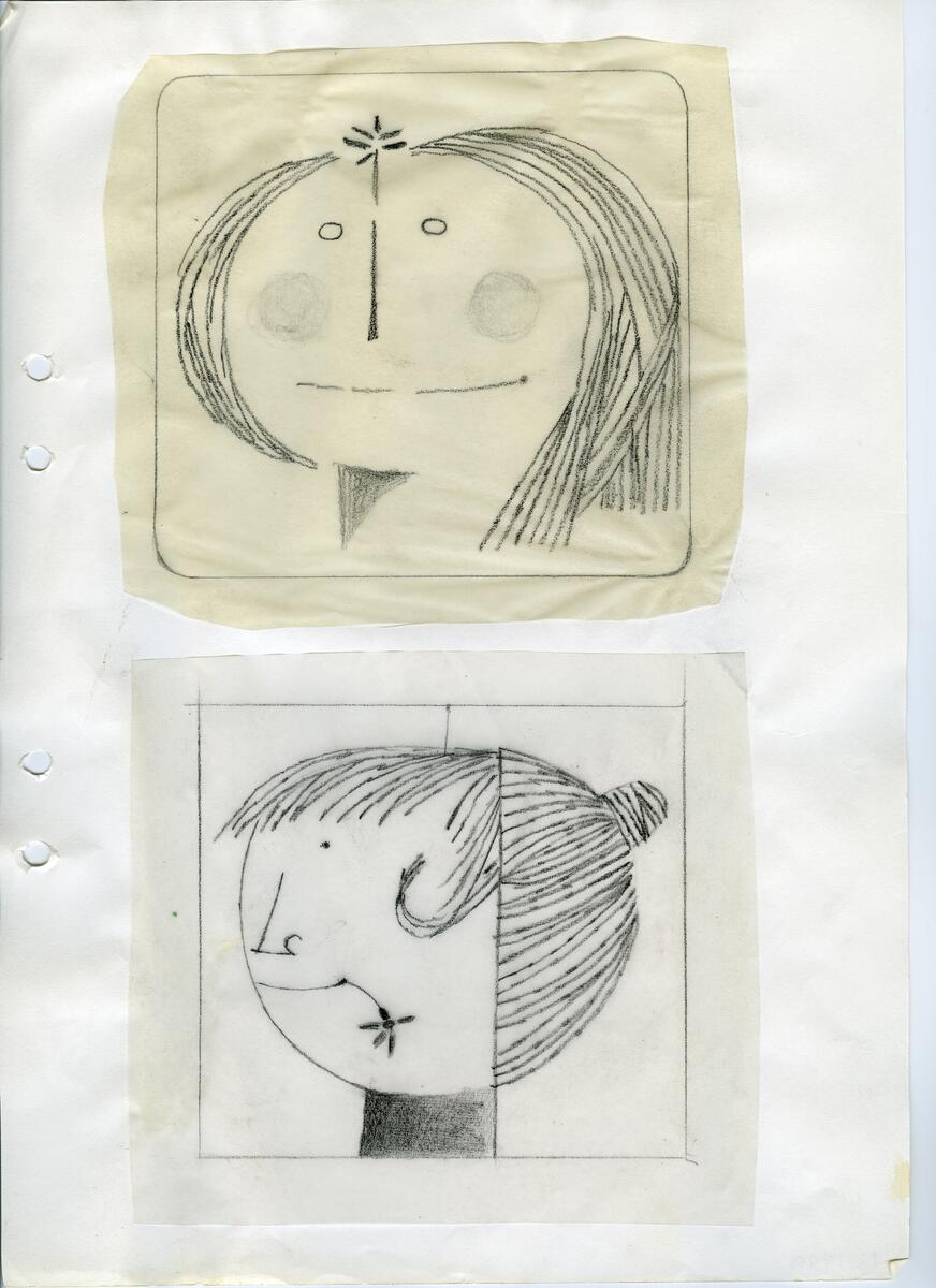 Materialet innehåller skisser till gravyrer av olika slag.