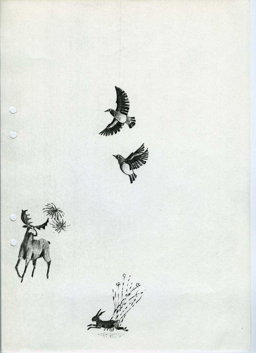 Materialet innehåller skisser till gravyrer av olika slag.