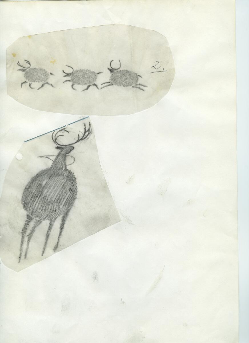 Materialet innehåller skisser till gravyrer av olika slag.