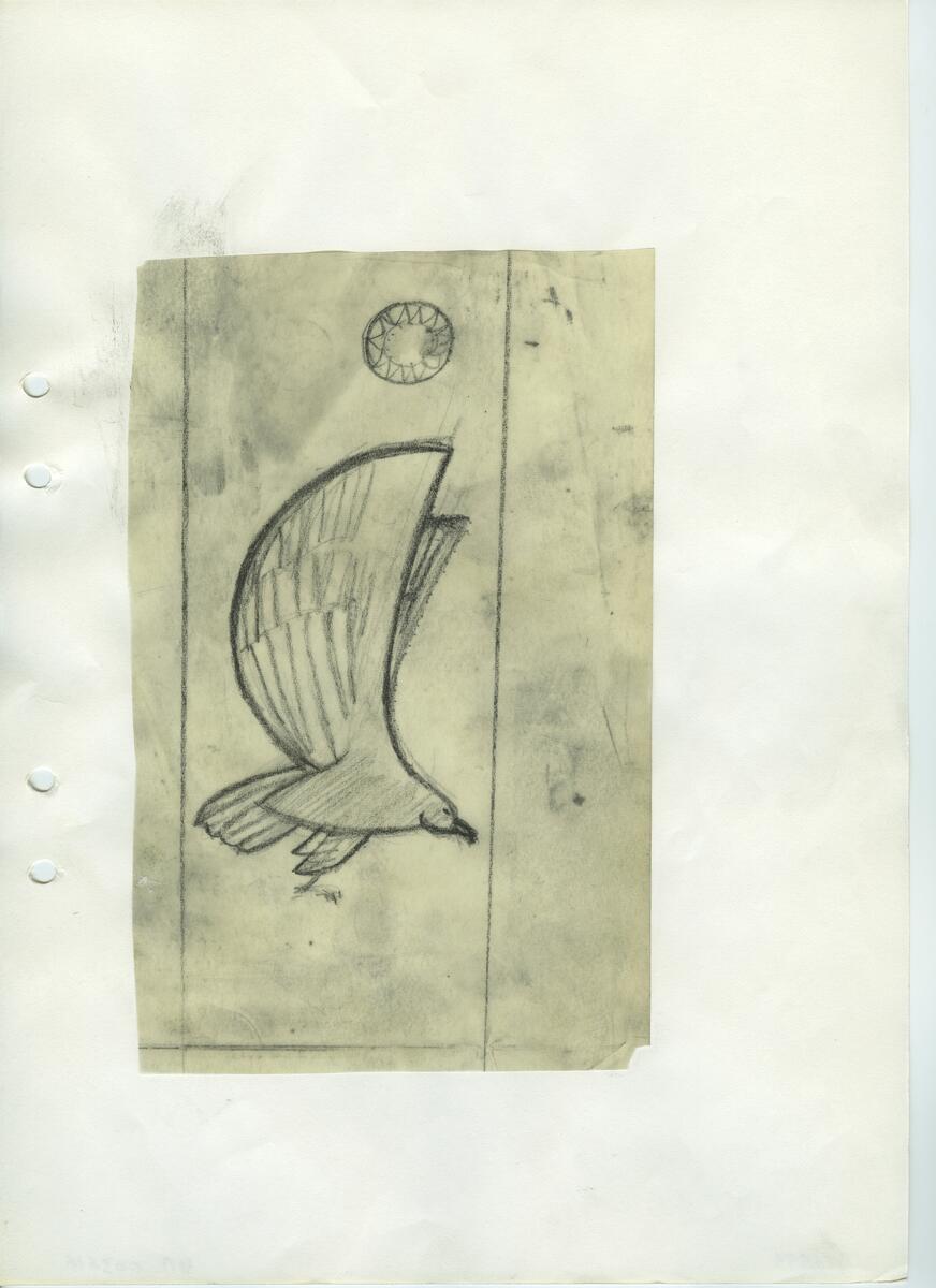 Materialet innehåller skisser till gravyrer av olika slag.