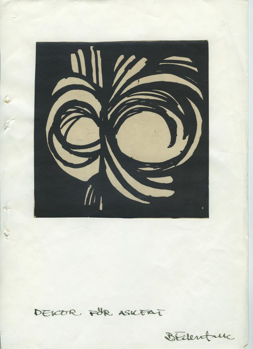 Materialet innehåller skisser till gravyrer av olika slag.