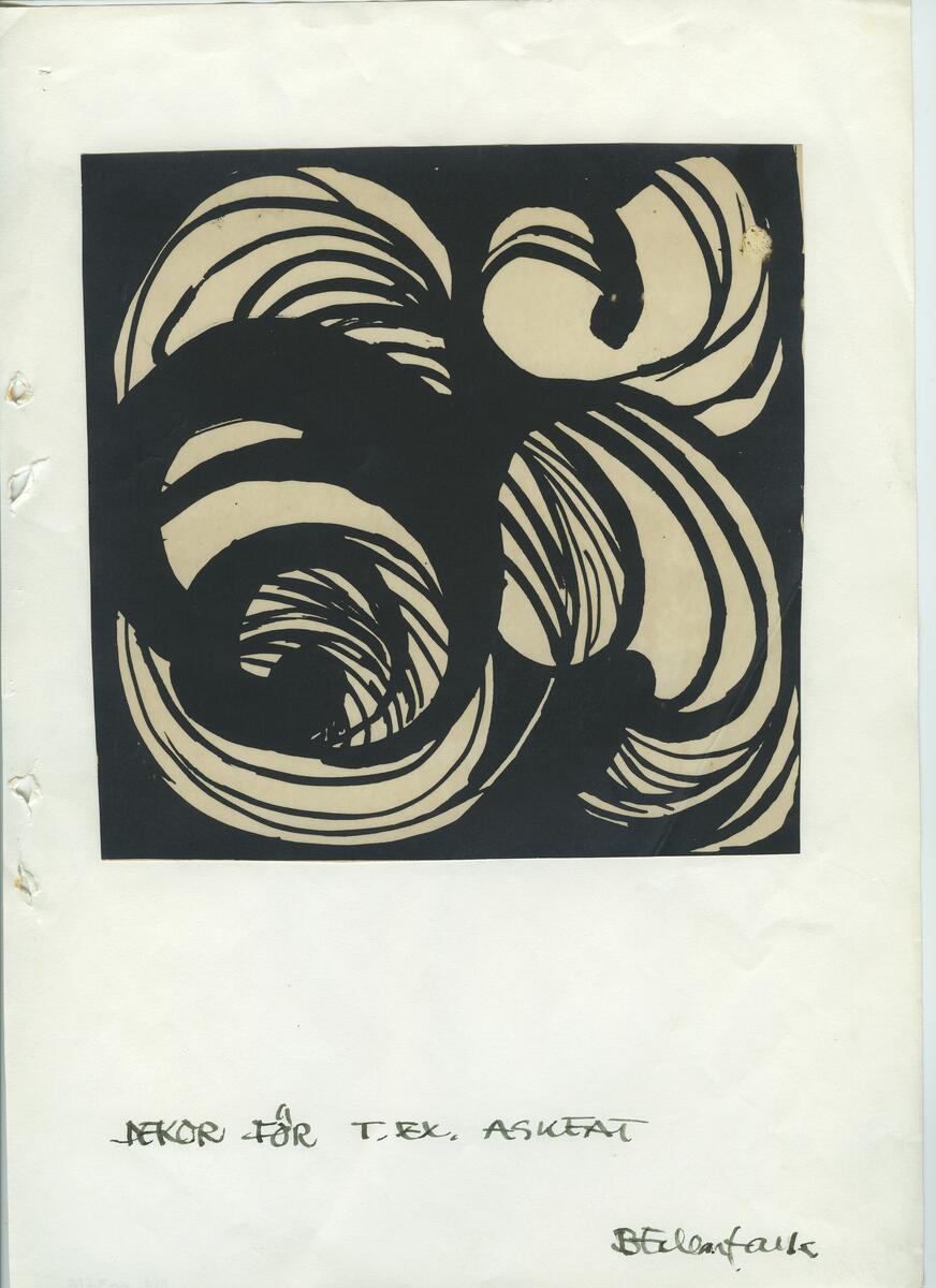 Materialet innehåller skisser till gravyrer av olika slag.