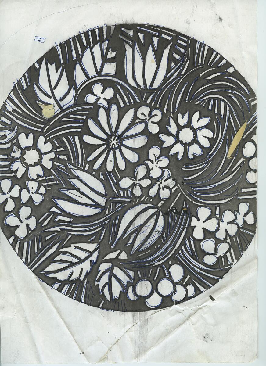 Materialet innehåller skisser till gravyrer av olika slag.