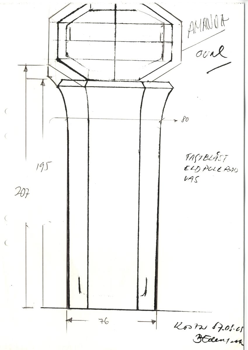 Materialet innehåller skisser till vaser, skålar, ljusstakar m.m.