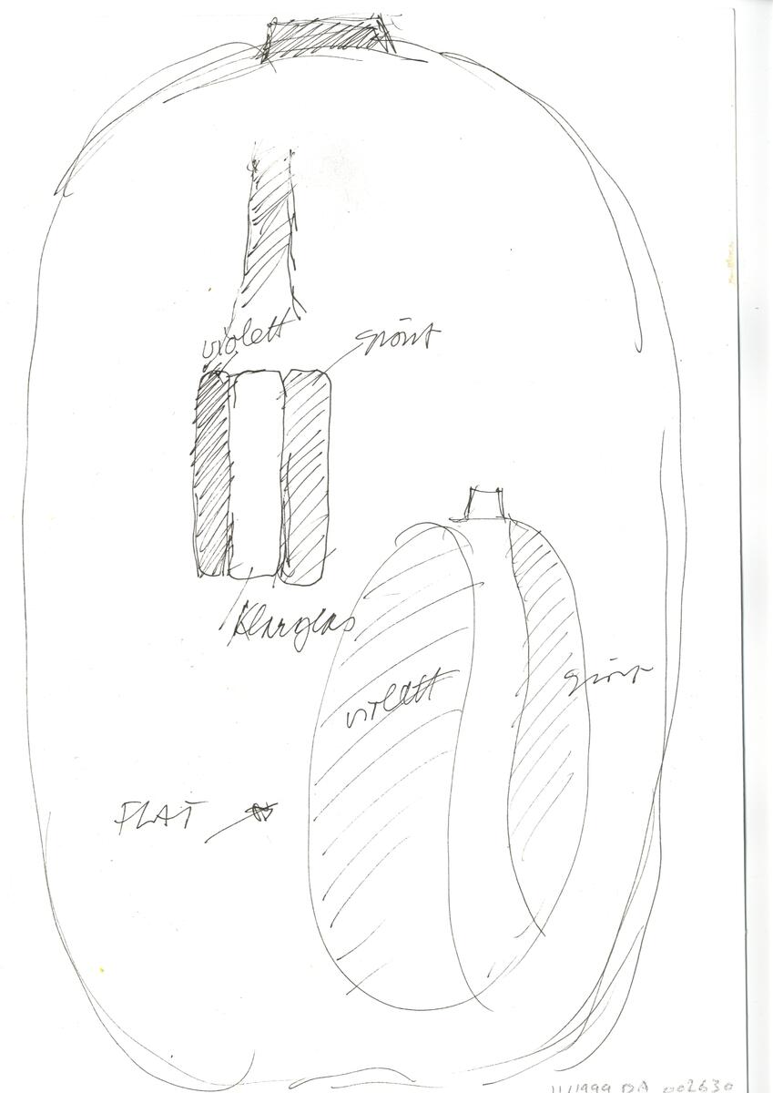 Materialet innehåller skisser till vaser, skålar, ljusstakar m.m.