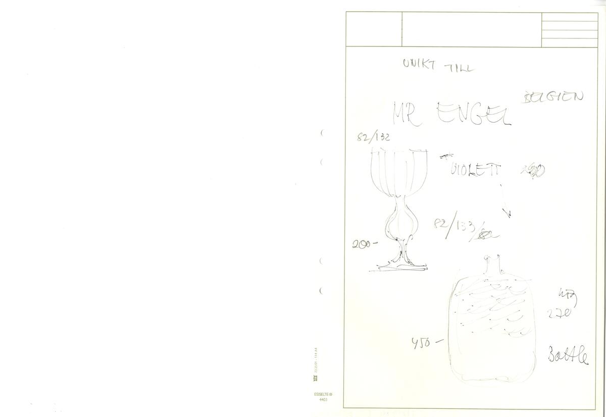 Materialet innehåller skisser till vaser, skålar, ljusstakar m.m.