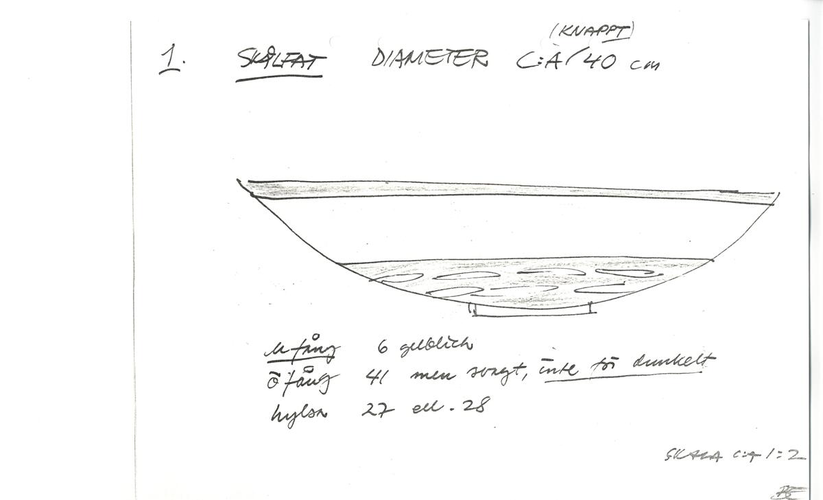 Materialet innehåller skisser till vaser, skålar, ljusstakar m.m.