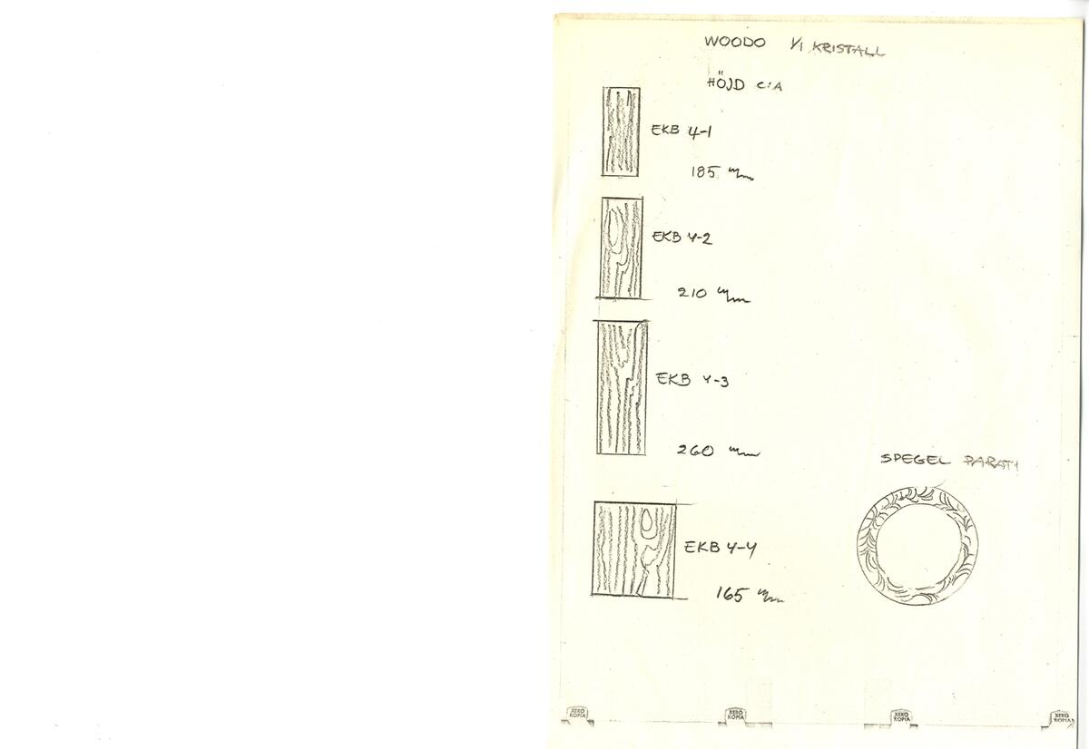 Materialet innehåller skisser till vaser, skålar, ljusstakar m.m.