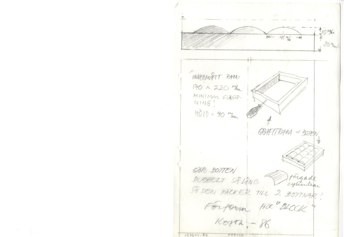 Materialet innehåller skisser till vaser, skålar, ljusstakar m.m.