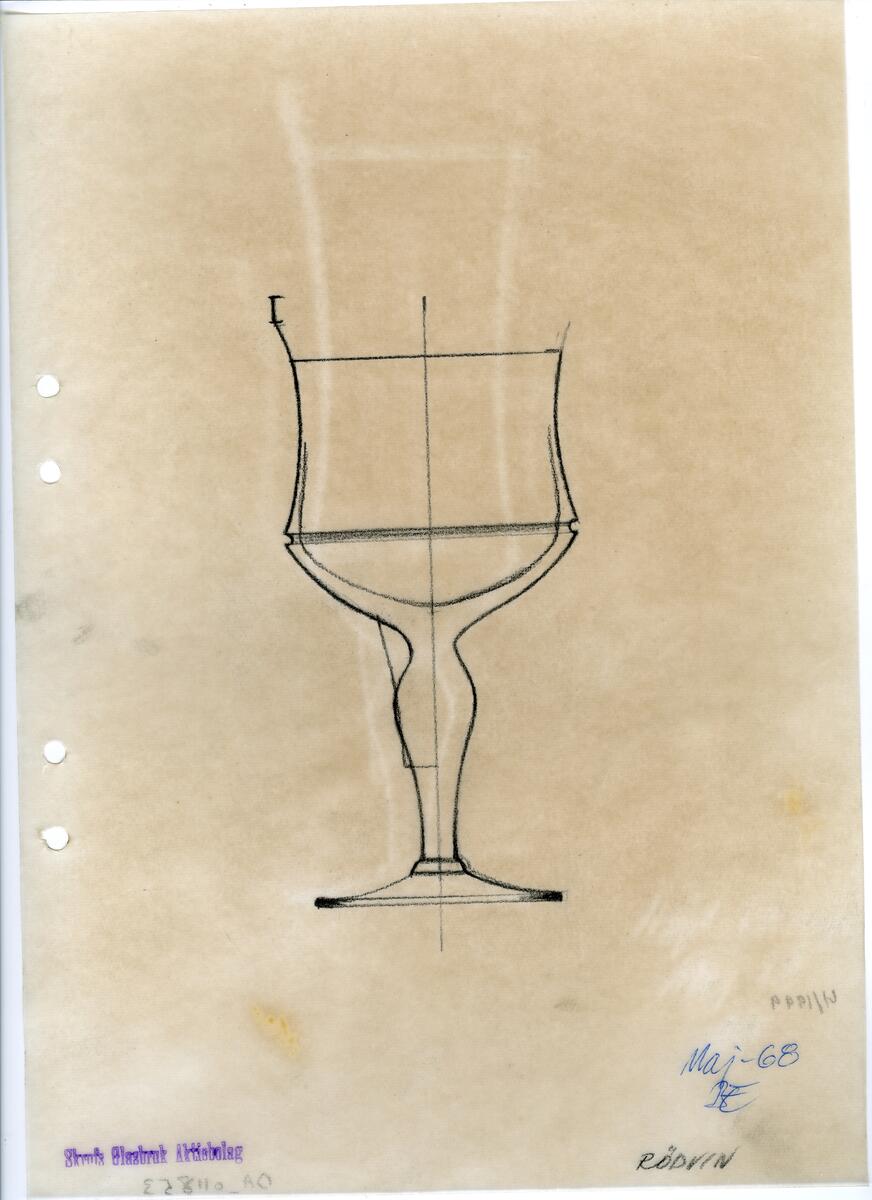 Materialet innehåller skisser till glasserviser, cigarett-tändare, skålar m.m.