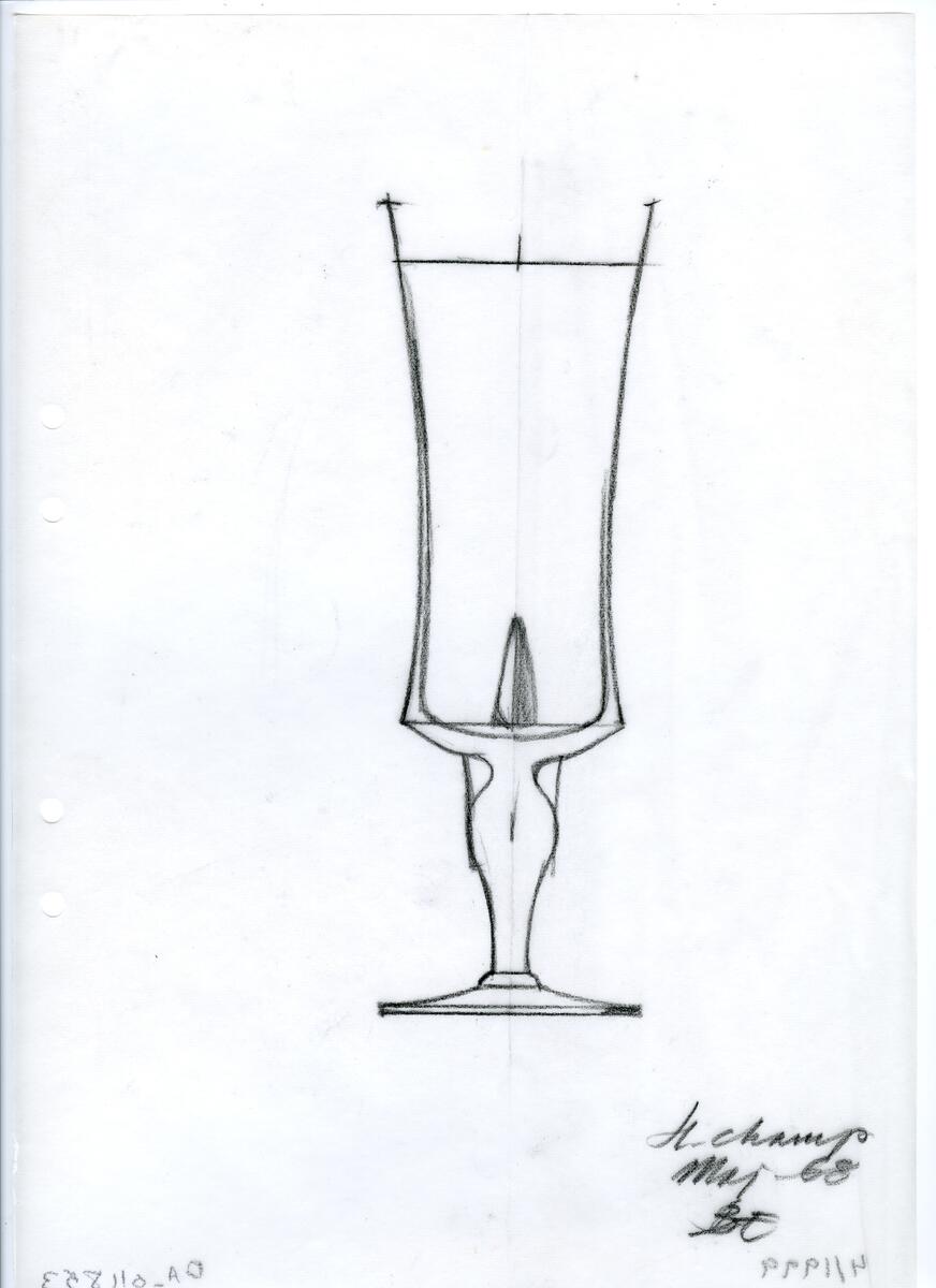 Materialet innehåller skisser till glasserviser, cigarett-tändare, skålar m.m.