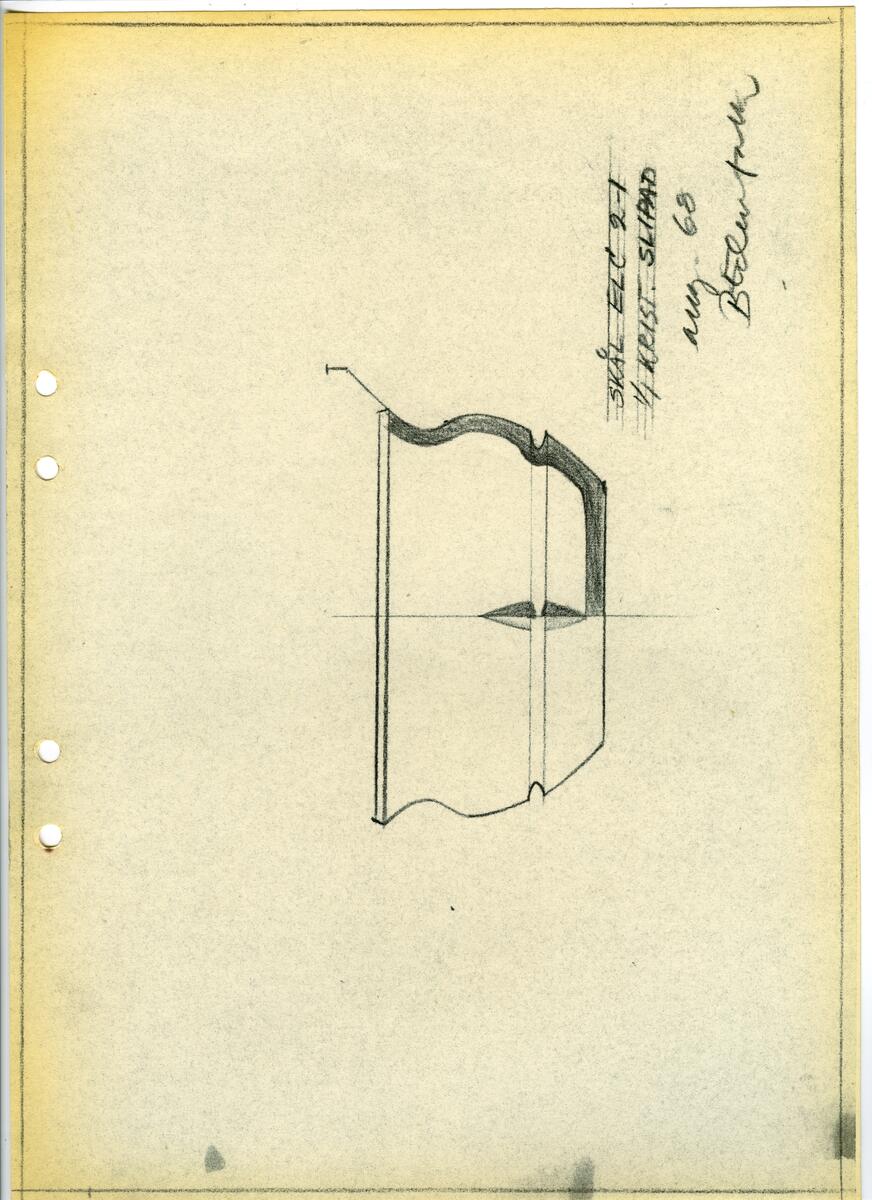 Materialet innehåller skisser till glasserviser, cigarett-tändare, skålar m.m.