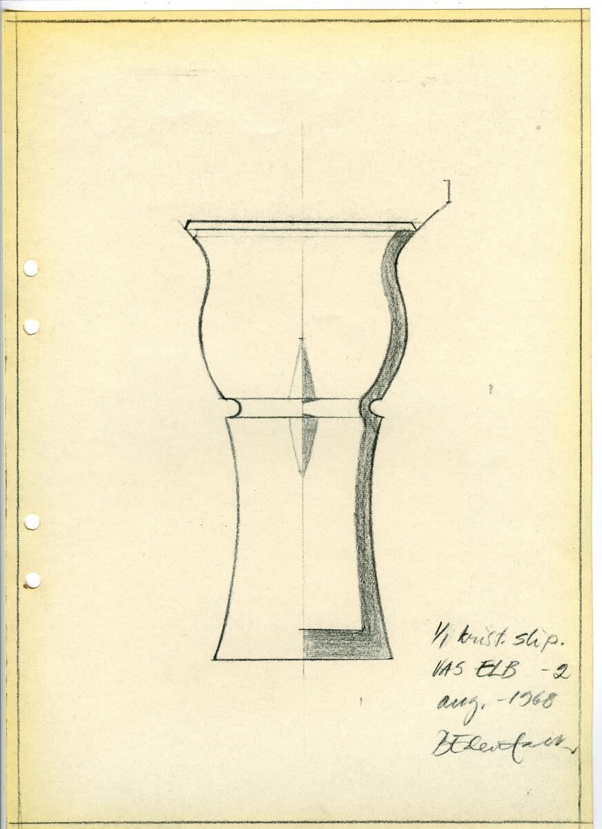 Materialet innehåller skisser till glasserviser, cigarett-tändare, skålar m.m.