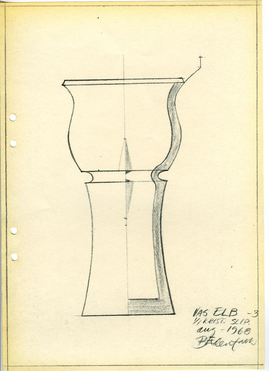 Materialet innehåller skisser till glasserviser, cigarett-tändare, skålar m.m.