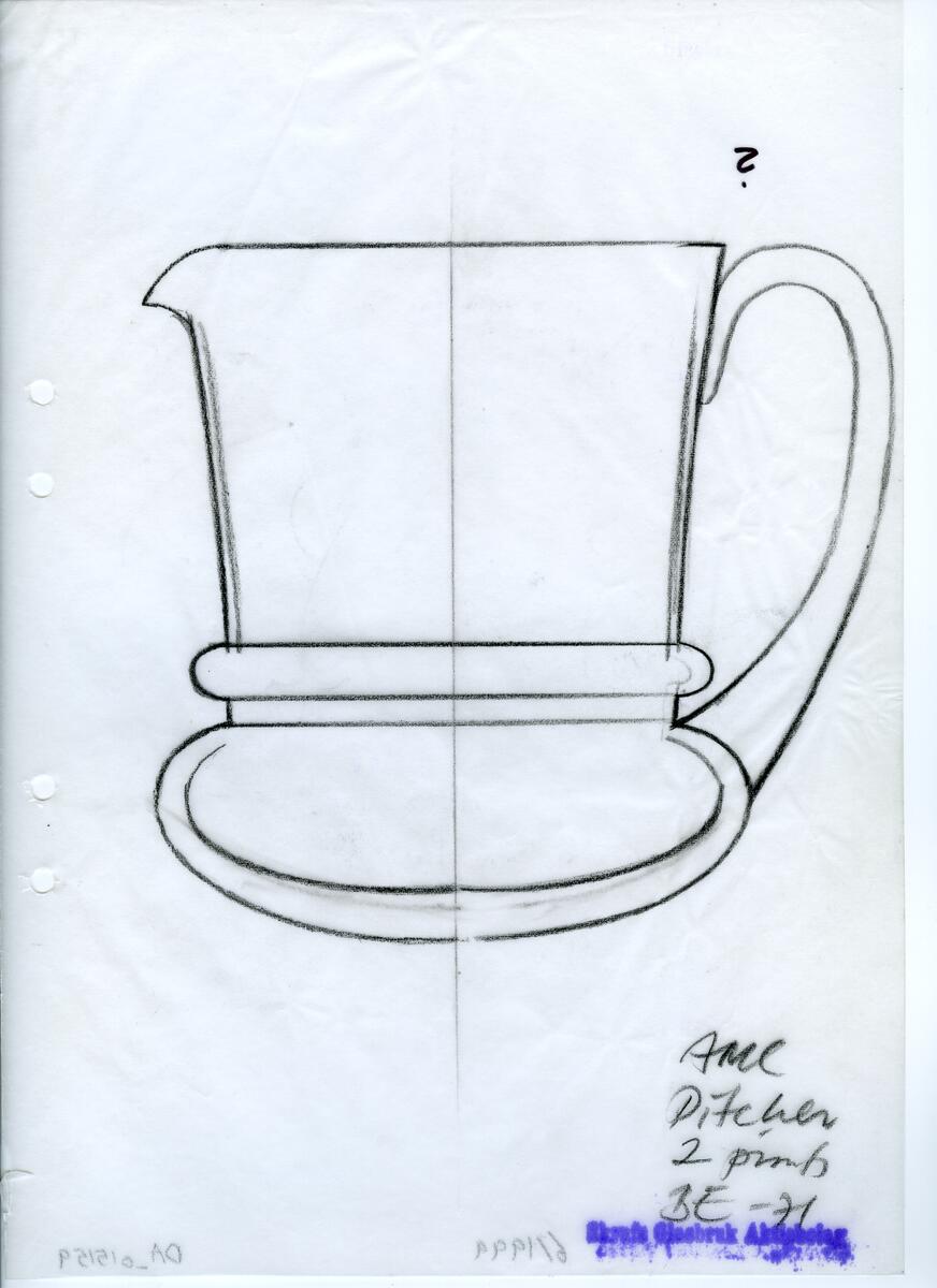 Materialet innehåller skisser till vaser, kannor, servisglas, snäckor, ishinkar, gravyrer m.m. . Det ingår även handlingar och korrespondens angående produkter och utbyte av ideér med olika uppdragsgivare och företag.