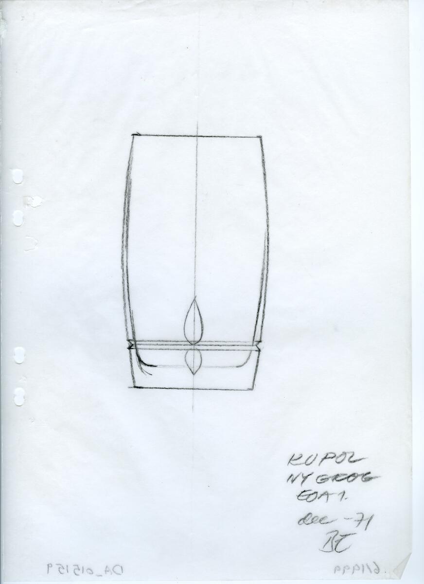 Materialet innehåller skisser till vaser, kannor, servisglas, snäckor, ishinkar, gravyrer m.m. . Det ingår även handlingar och korrespondens angående produkter och utbyte av ideér med olika uppdragsgivare och företag.