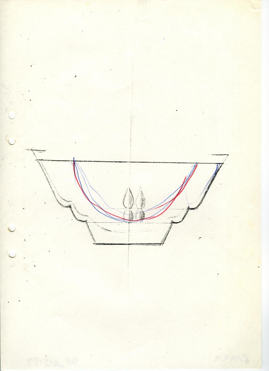 Materialet innehåller skisser till vaser, kannor, servisglas, snäckor, ishinkar, gravyrer m.m. . Det ingår även handlingar och korrespondens angående produkter och utbyte av ideér med olika uppdragsgivare och företag.