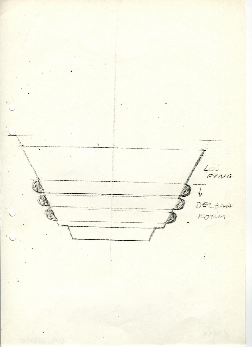 Materialet innehåller skisser till vaser, kannor, servisglas, snäckor, ishinkar, gravyrer m.m. . Det ingår även handlingar och korrespondens angående produkter och utbyte av ideér med olika uppdragsgivare och företag.