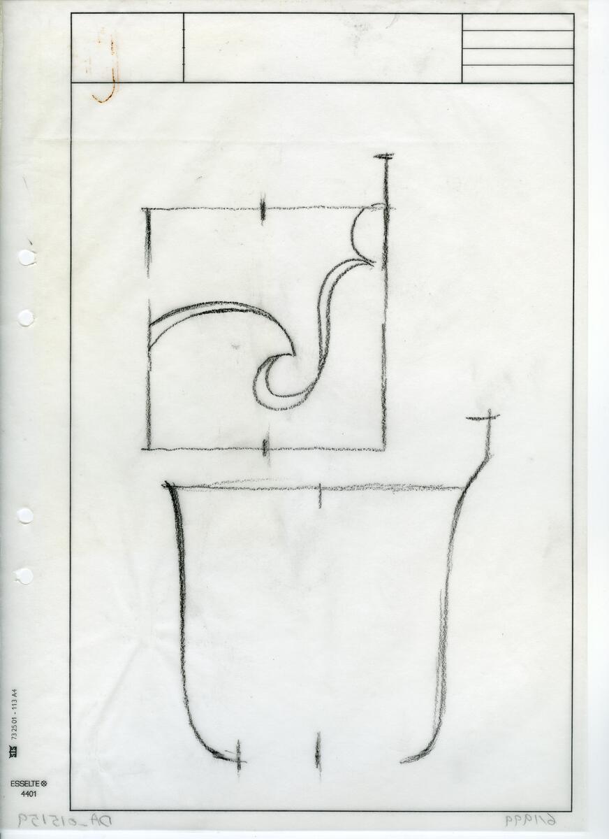 Materialet innehåller skisser till vaser, kannor, servisglas, snäckor, ishinkar, gravyrer m.m. . Det ingår även handlingar och korrespondens angående produkter och utbyte av ideér med olika uppdragsgivare och företag.