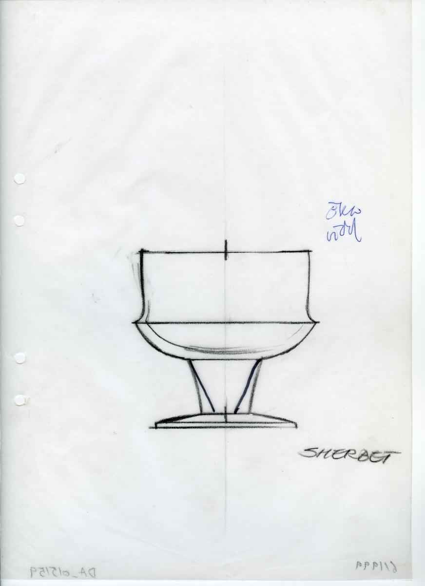 Materialet innehåller skisser till vaser, kannor, servisglas, snäckor, ishinkar, gravyrer m.m. . Det ingår även handlingar och korrespondens angående produkter och utbyte av ideér med olika uppdragsgivare och företag.
